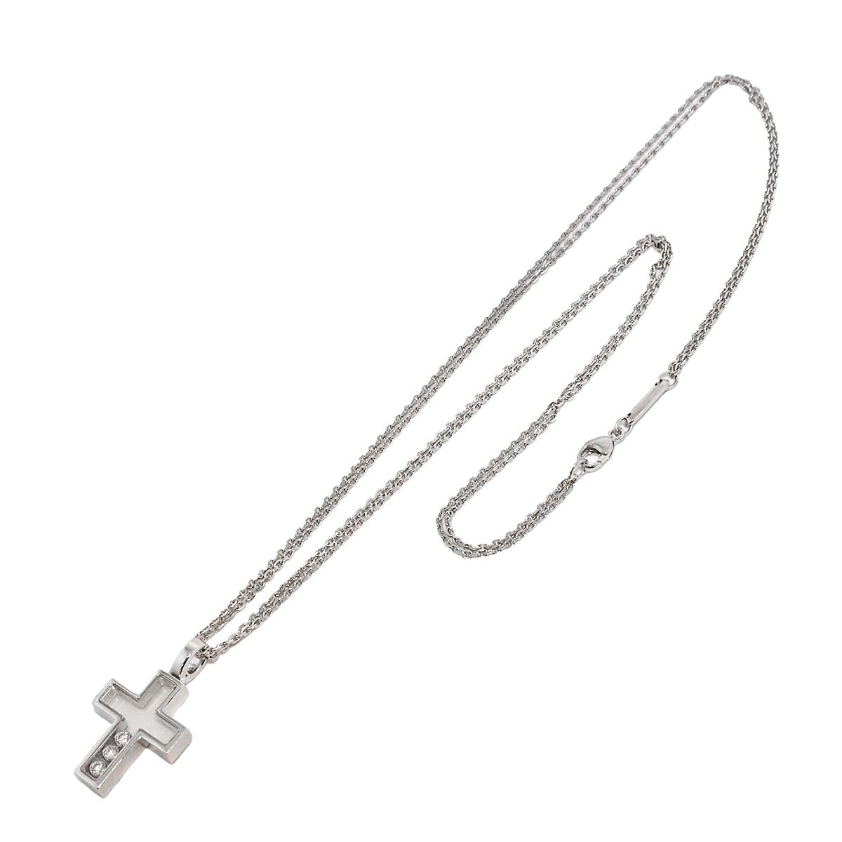 Happy Diamond Cross Necklace 18K White Gold 750