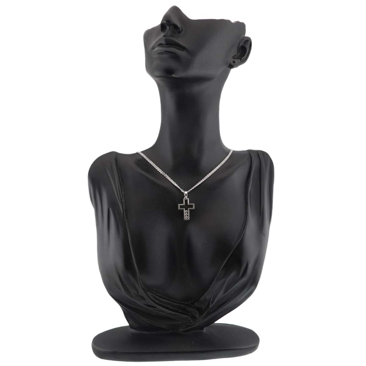 Happy Diamond Cross Necklace 18K White Gold 750