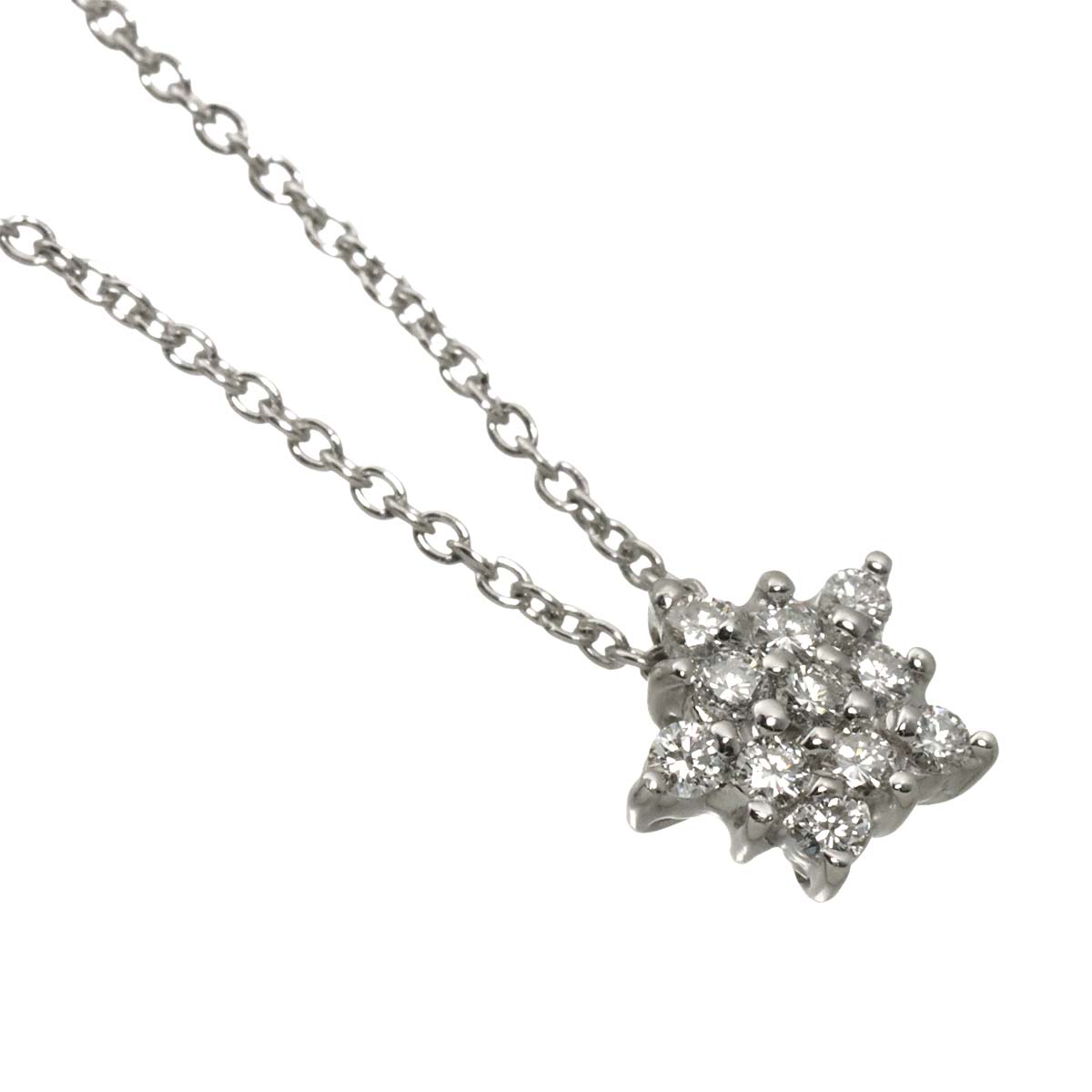 Diamond 0.13ct Star Necklace 18K White Gold 750