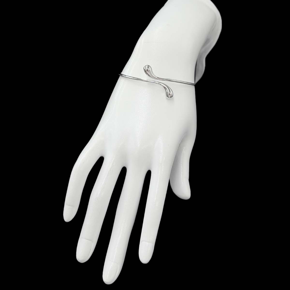 Double Teardrop Bangle Bracelet SV 925 Silver