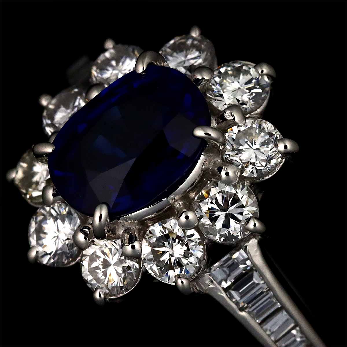Sapphire 1.28ct Diamond 0.99ct Ring Platinum size6.25-6.5(US)