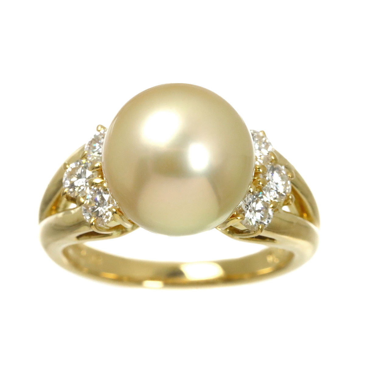 South Sea pearl Diamond 0.50ct Ring 18K YG 750 size5.5-5.75