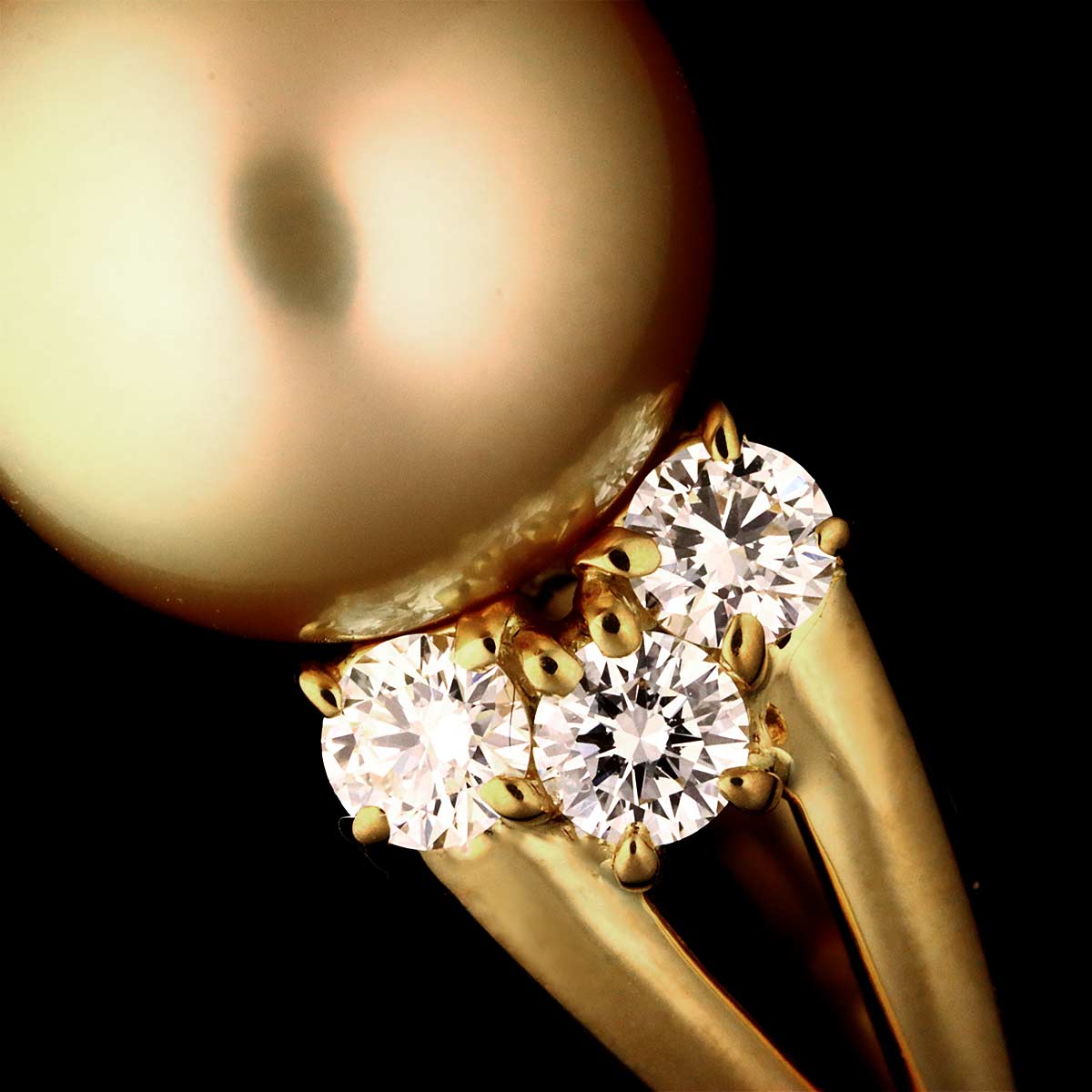 South Sea pearl Diamond 0.50ct Ring 18K YG 750 size5.5-5.75