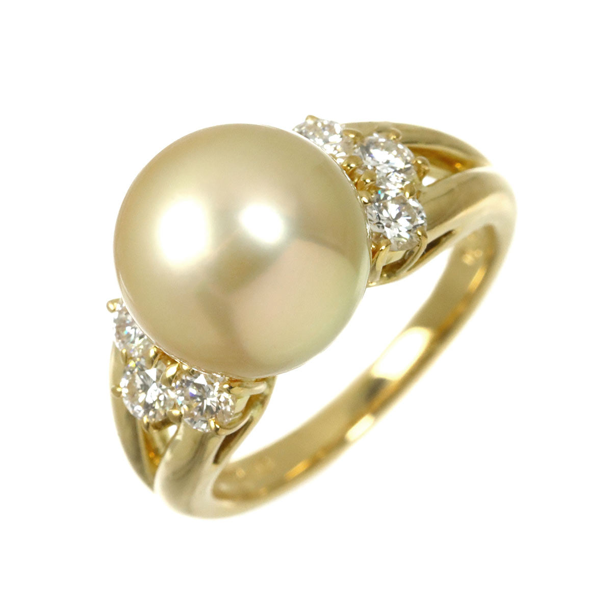 South Sea pearl Diamond 0.50ct Ring 18K YG 750 size5.5-5.75