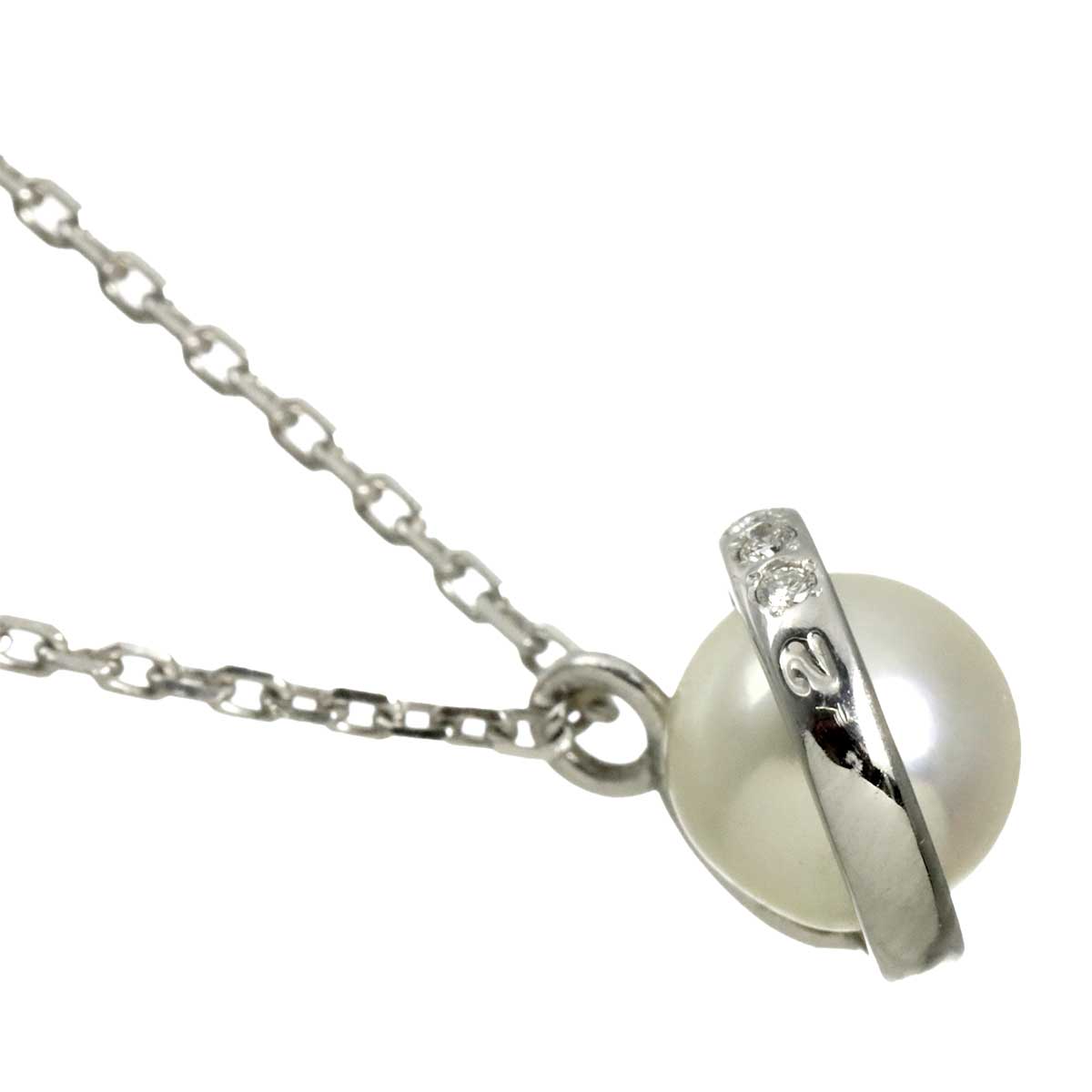 Akoya Pearl 6.5mm Diamond Necklace 18K White Gold 750