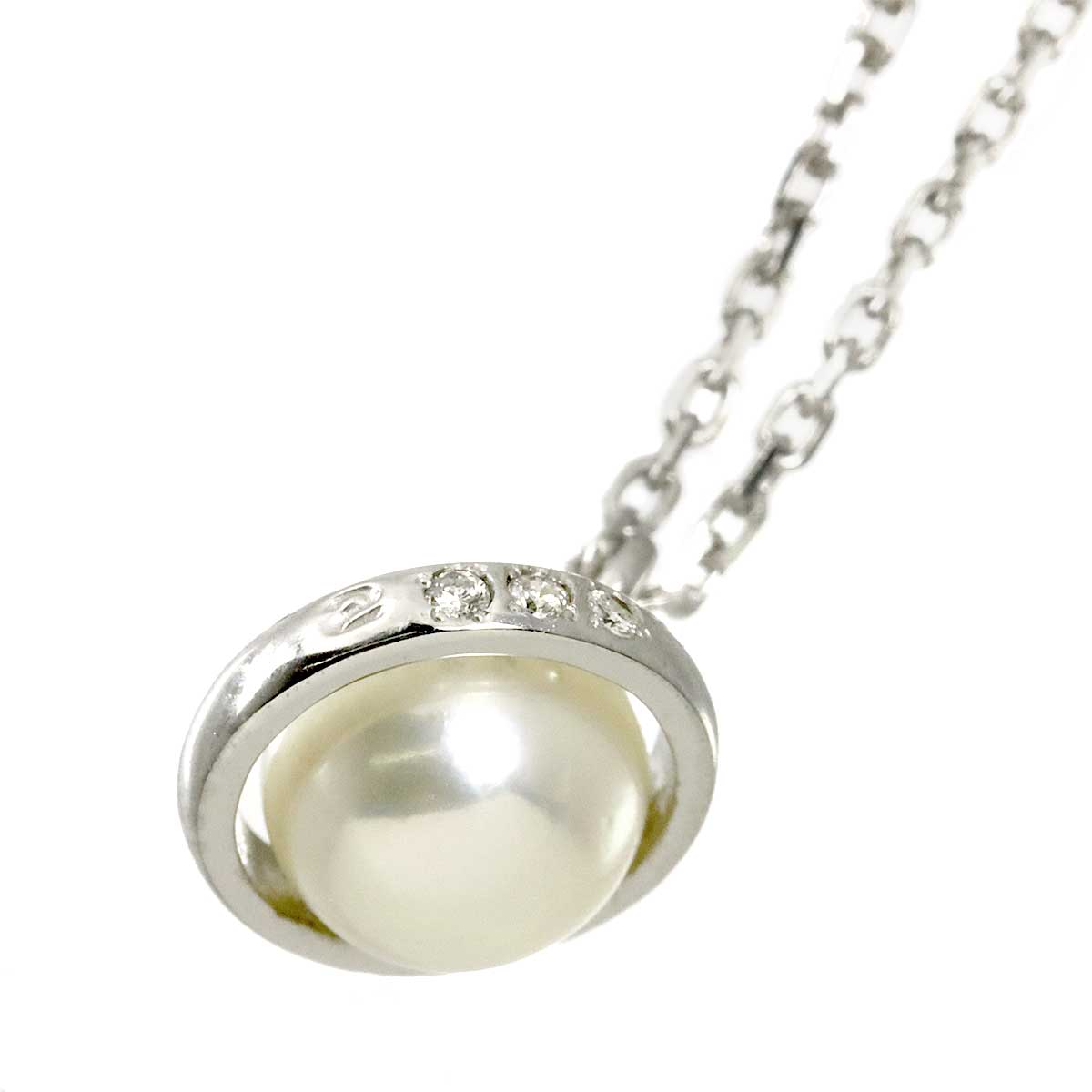 Akoya Pearl 6.5mm Diamond Necklace 18K White Gold 750