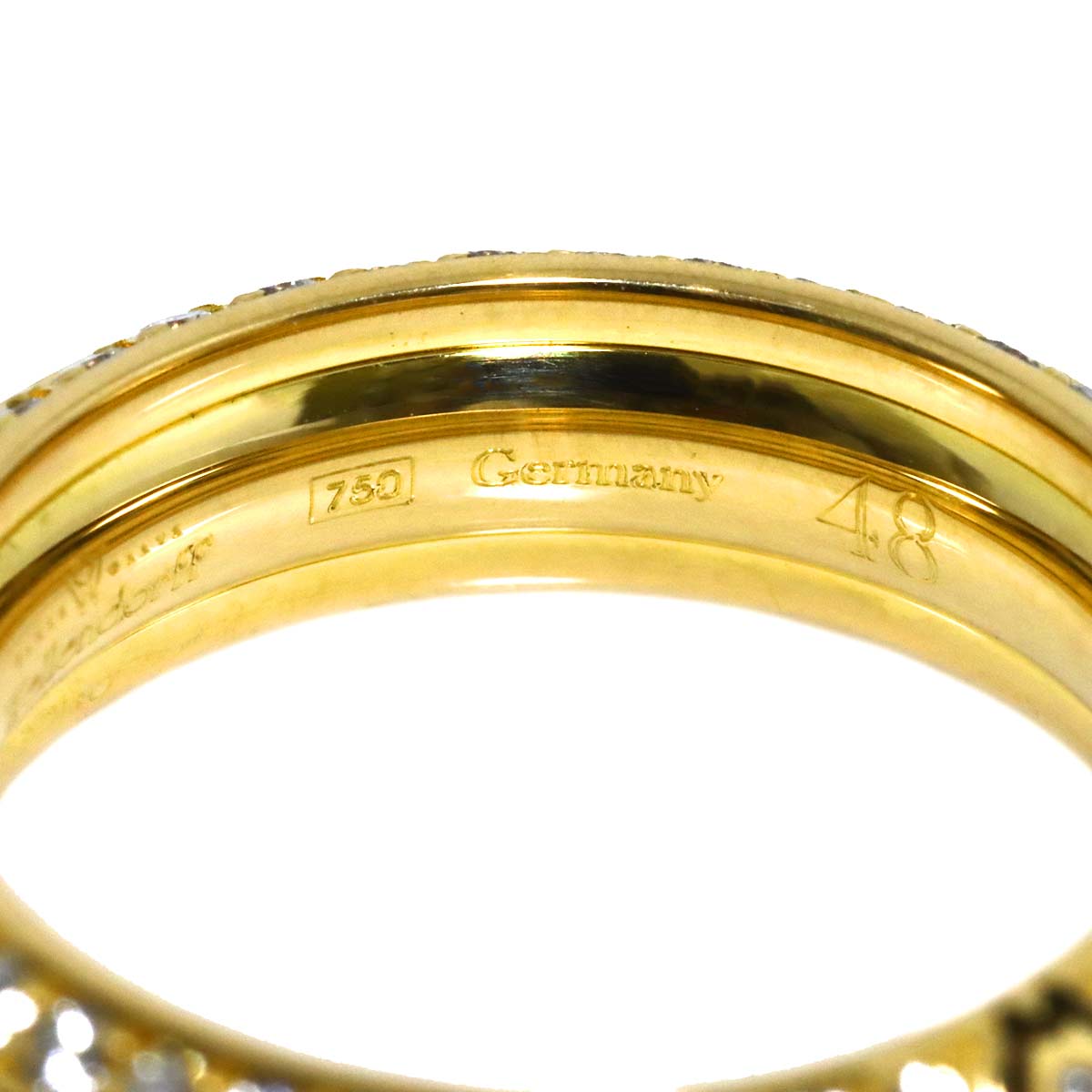 Diamond Ring 18K Yellow Gold 750 size48 4.5(US)