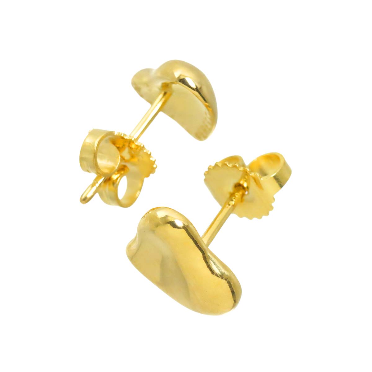Full Heart Earrings Pierced 18K Yellow Gold 750