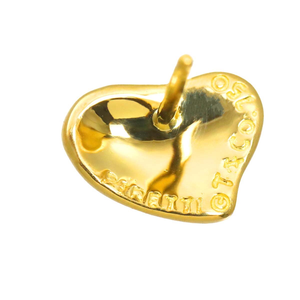 Full Heart Earrings Pierced 18K Yellow Gold 750