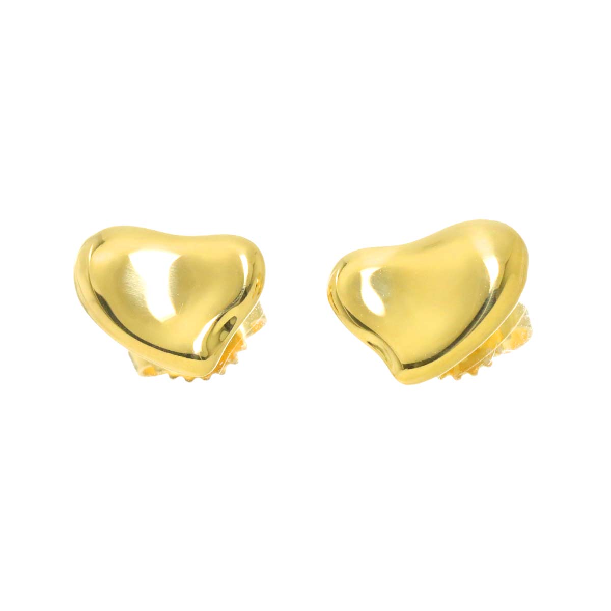 Full Heart Earrings Pierced 18K Yellow Gold 750