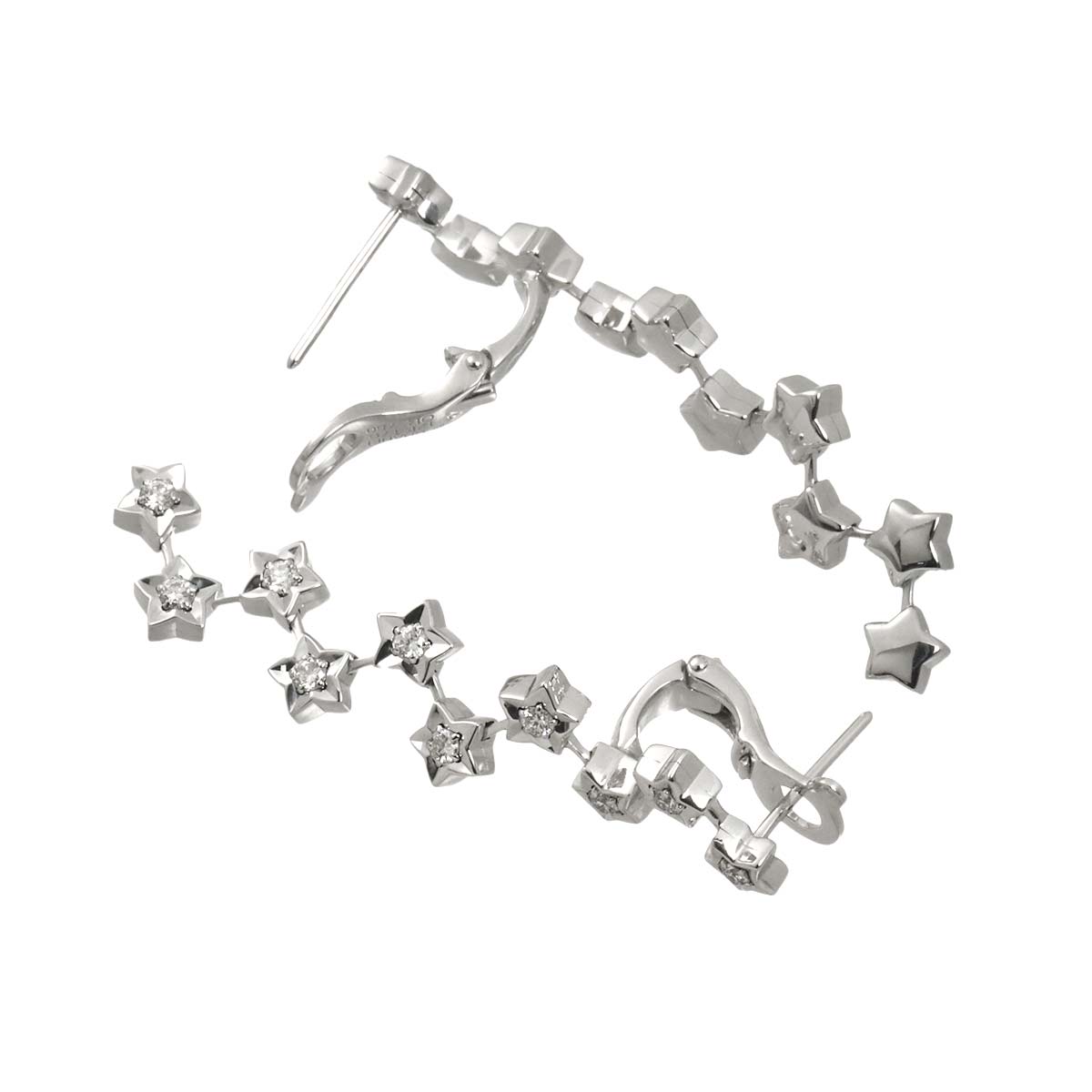 COMETE Diamond Drop Earrings Pierced 18K WG White Gold 750