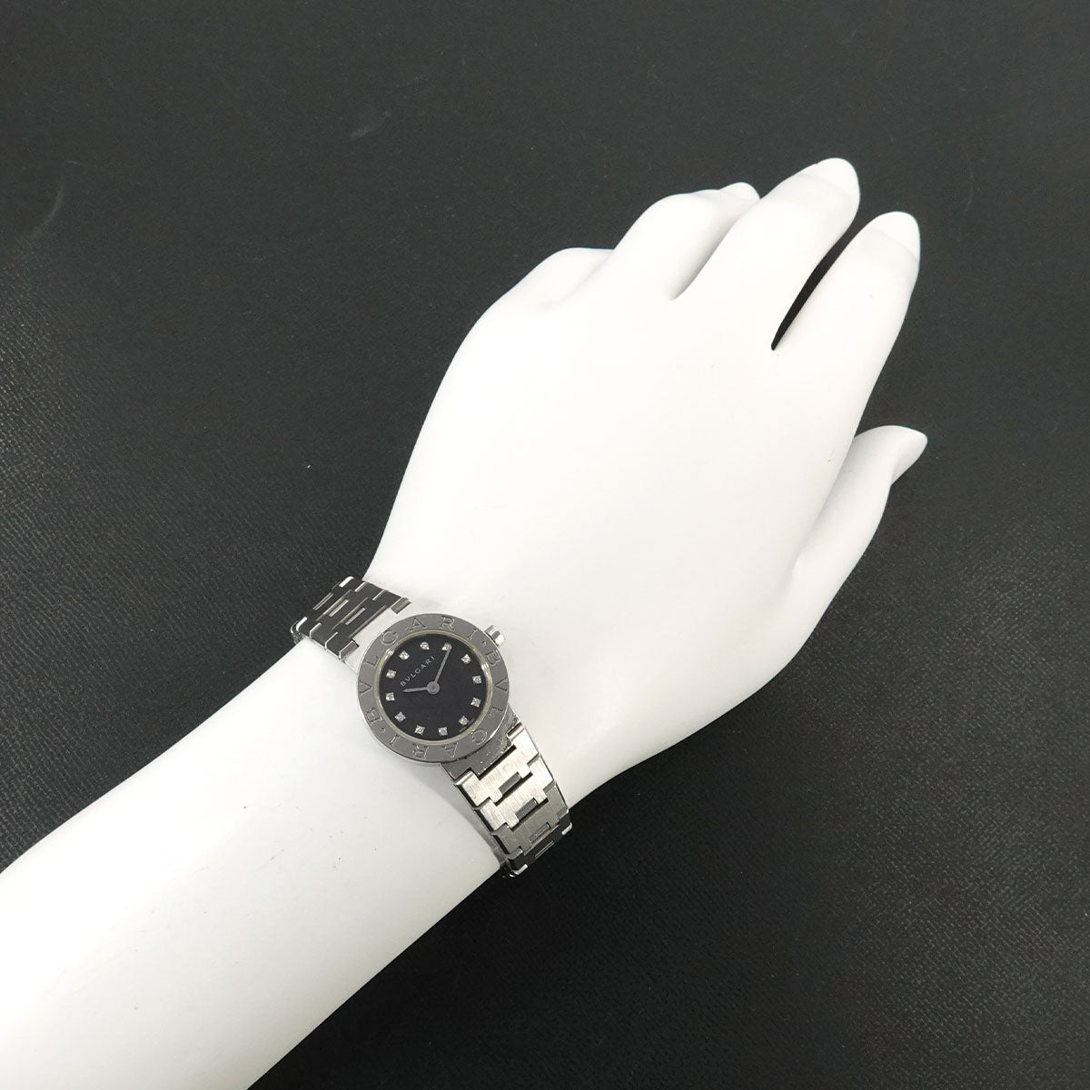 BVLGARIBVLGARI BB23SS 12P Diamond Quartz Black Dial Ladies