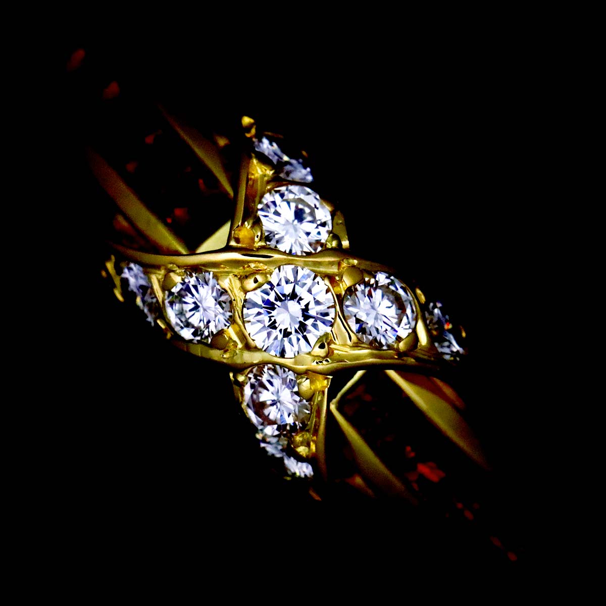Signature Ruby Diamond Ring 18K YG 750 size4.5(US)