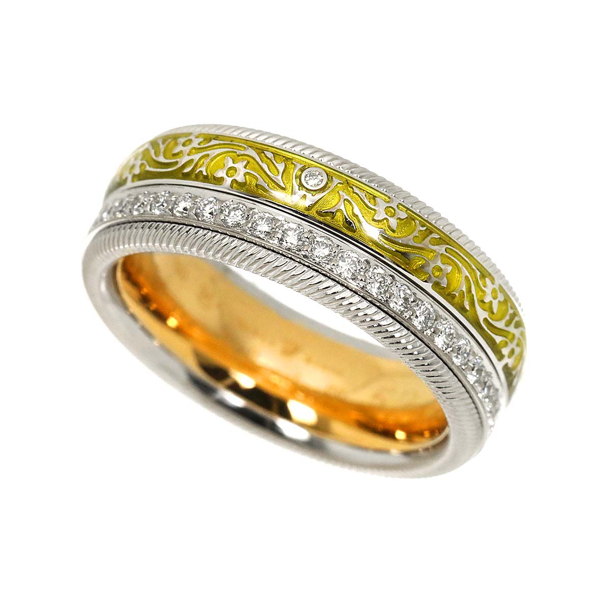 Diamond Ring 18K WG YG 750 Size6(US)