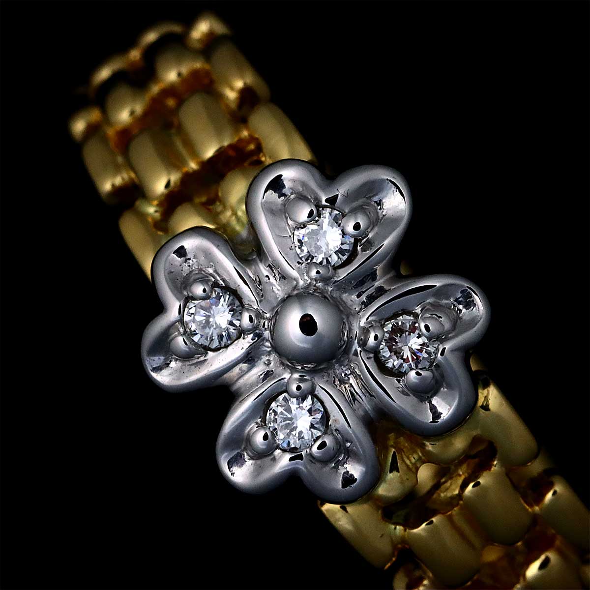 Diamond 0.06ct Ring 18K YG WG 750 6.75(US)