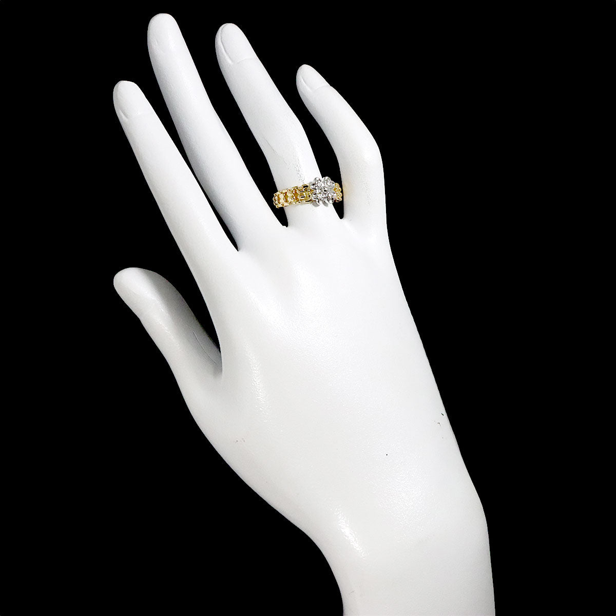 Diamond 0.06ct Ring 18K YG WG 750 6.75(US)