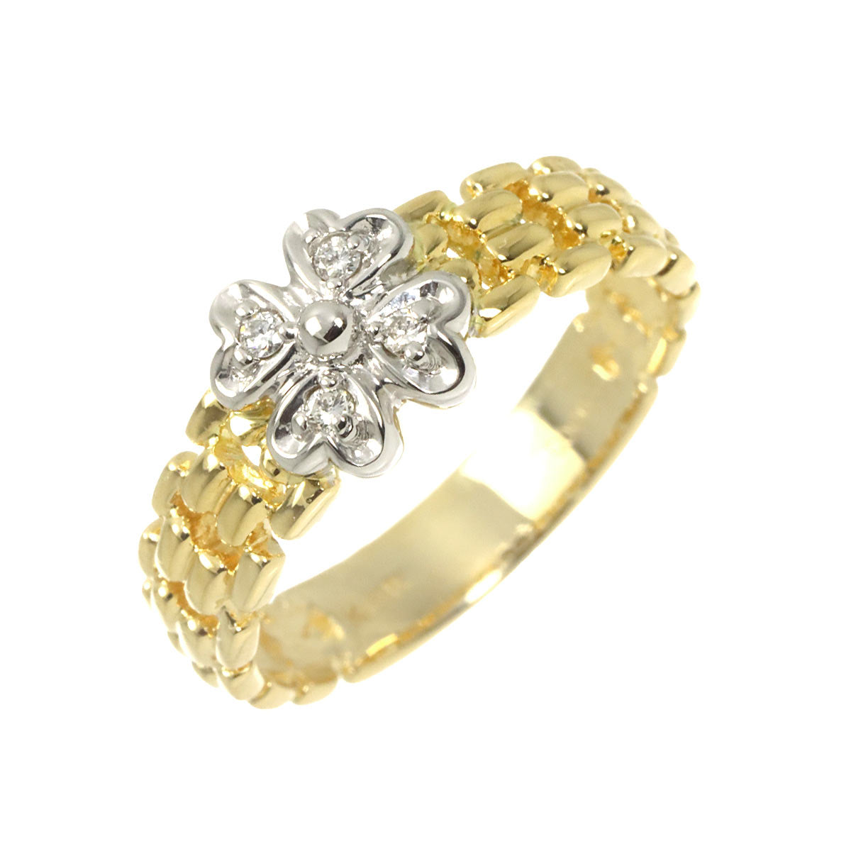 Diamond 0.06ct Ring 18K YG WG 750 6.75(US)