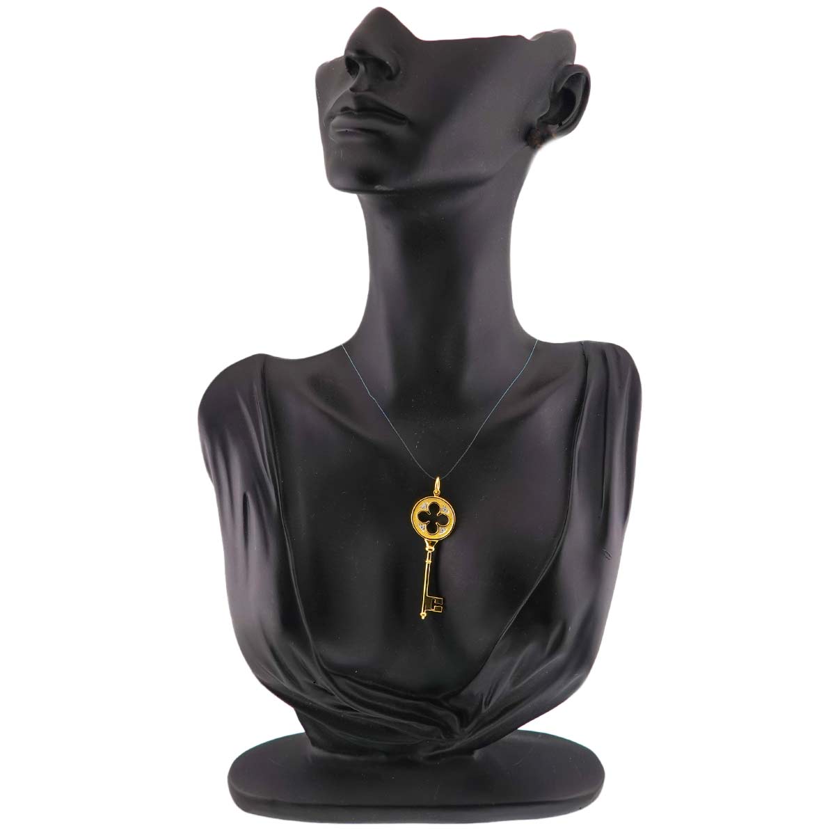Clover Key Diamond Pendant Top 18K Yellow Gold 750