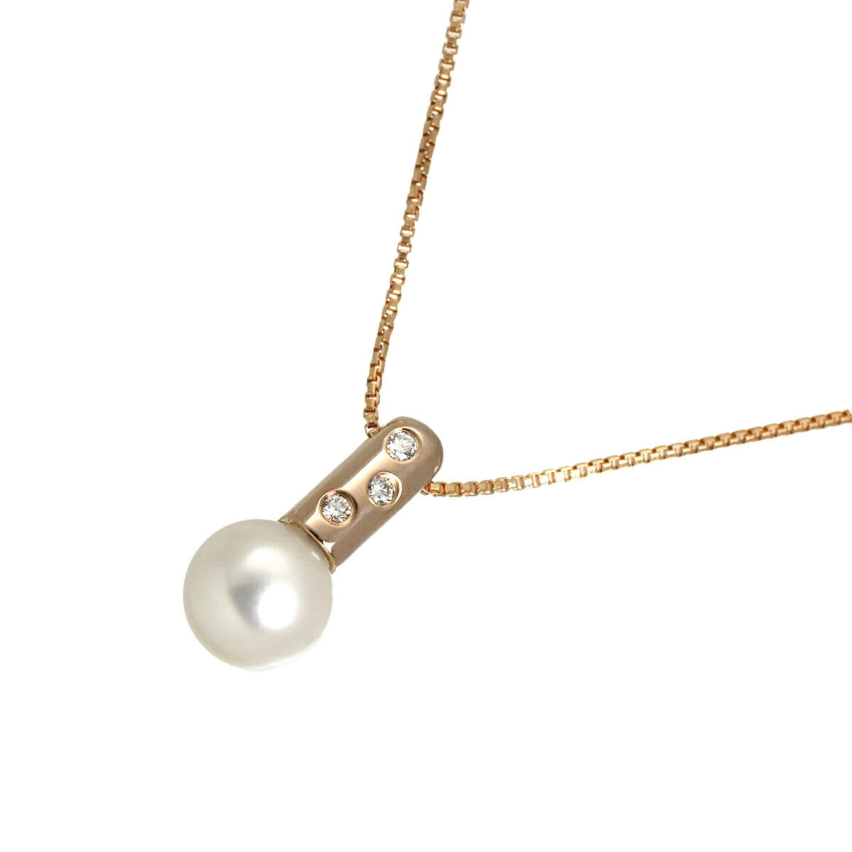 Akoya Pearl 6.4mm Diamond 0.02ct Necklace 18K PG 750