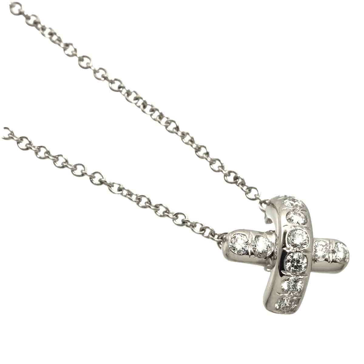 Cross stitch Diamond Necklace Platinum
