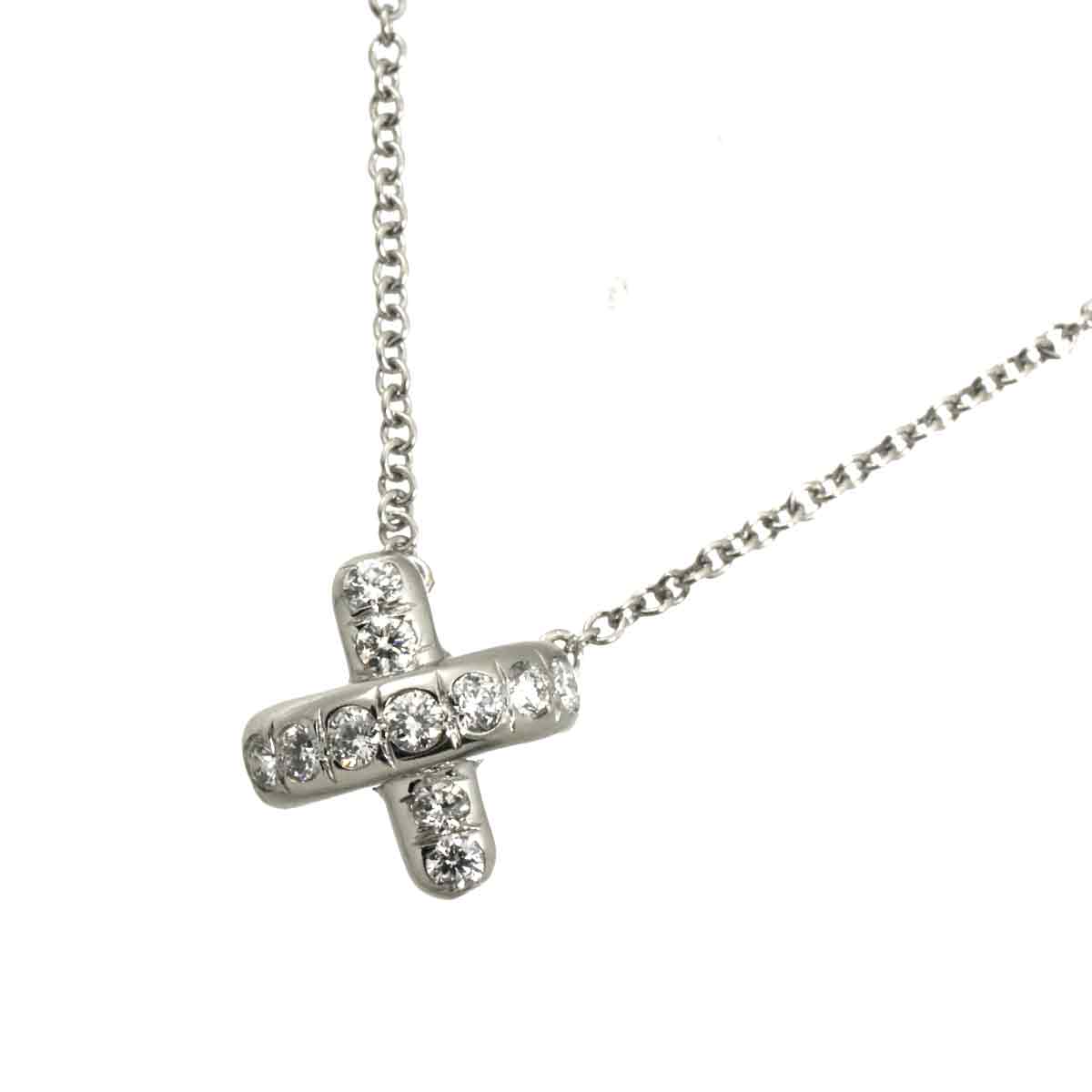 Cross stitch Diamond Necklace Platinum