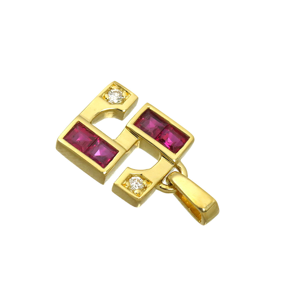 Ruby Diamond Pendant Top 18K Yellow Gold 750