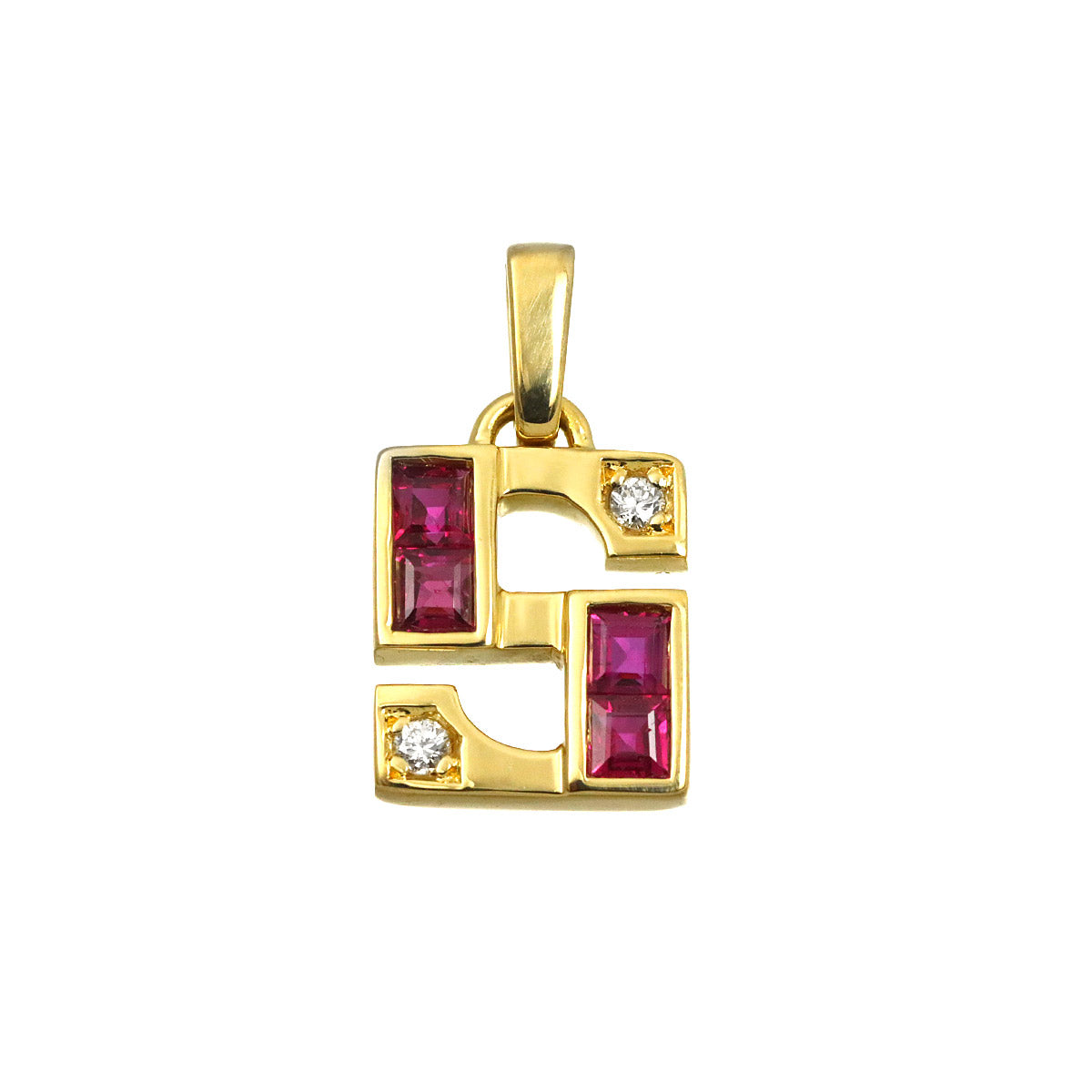 Ruby Diamond Pendant Top 18K Yellow Gold 750