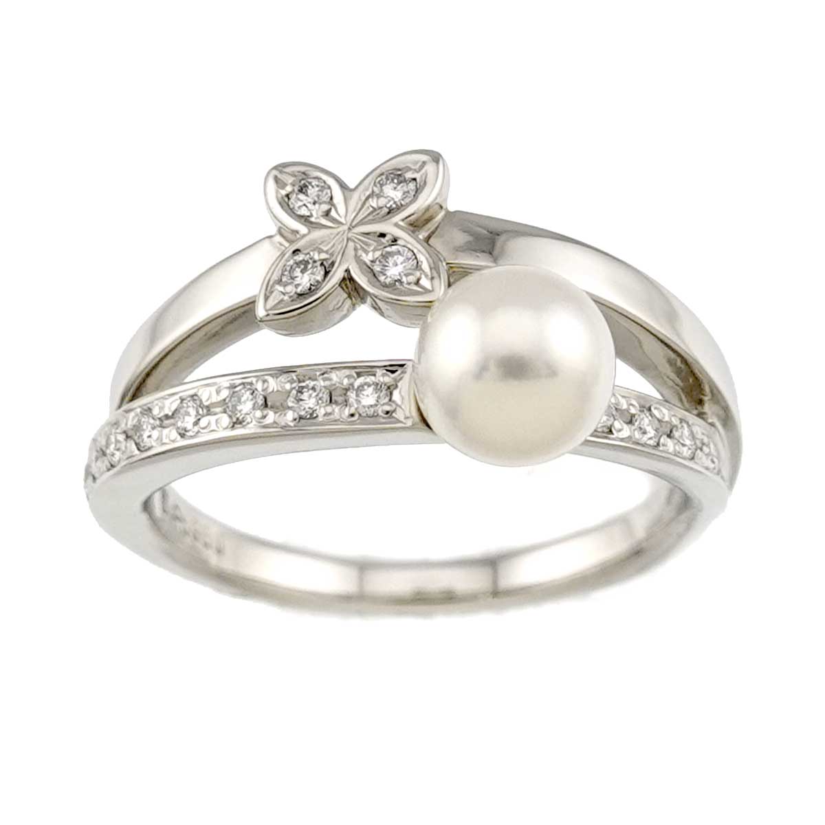 Akoya Pearl 5.5mm Diamond Ring Platinum size4.75-5(US)