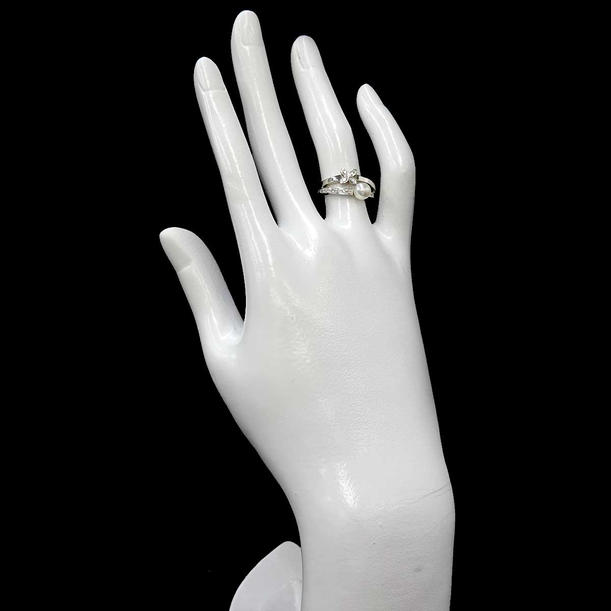 Akoya Pearl 5.5mm Diamond Ring Platinum size4.75-5(US)