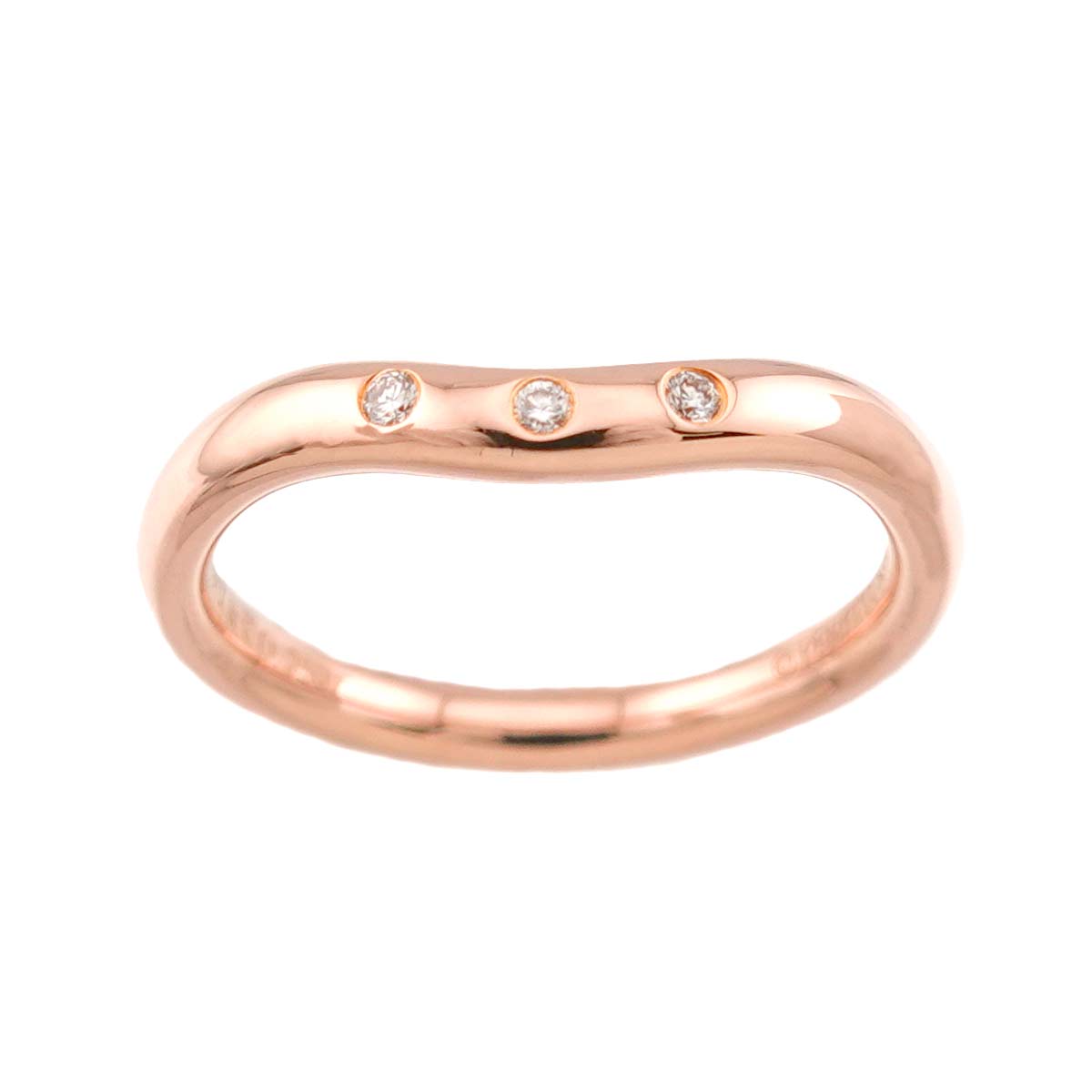 Curved Band Diamond Ring 18K PG 750 Size3.25(US)