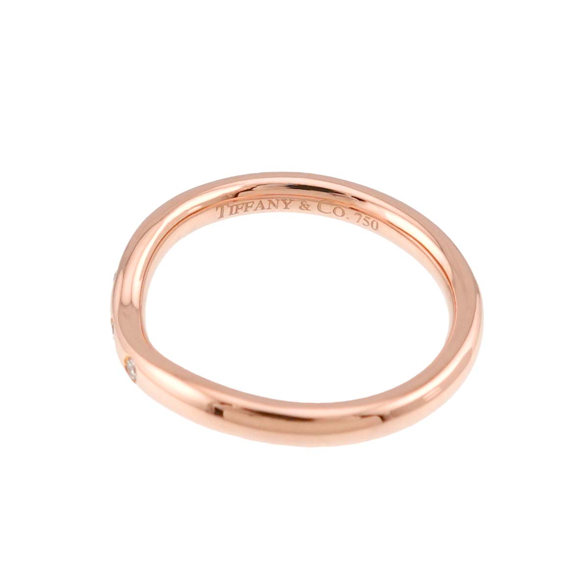 Curved Band Diamond Ring 18K PG 750 Size3.25(US)
