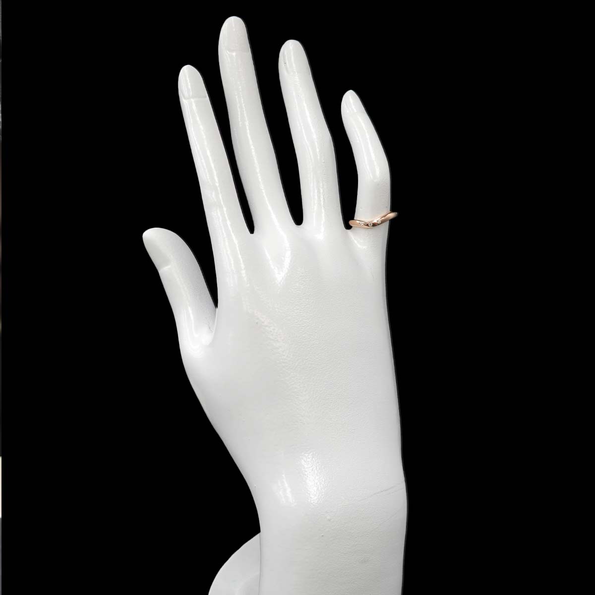 Curved Band Diamond Ring 18K PG 750 Size3.25(US)