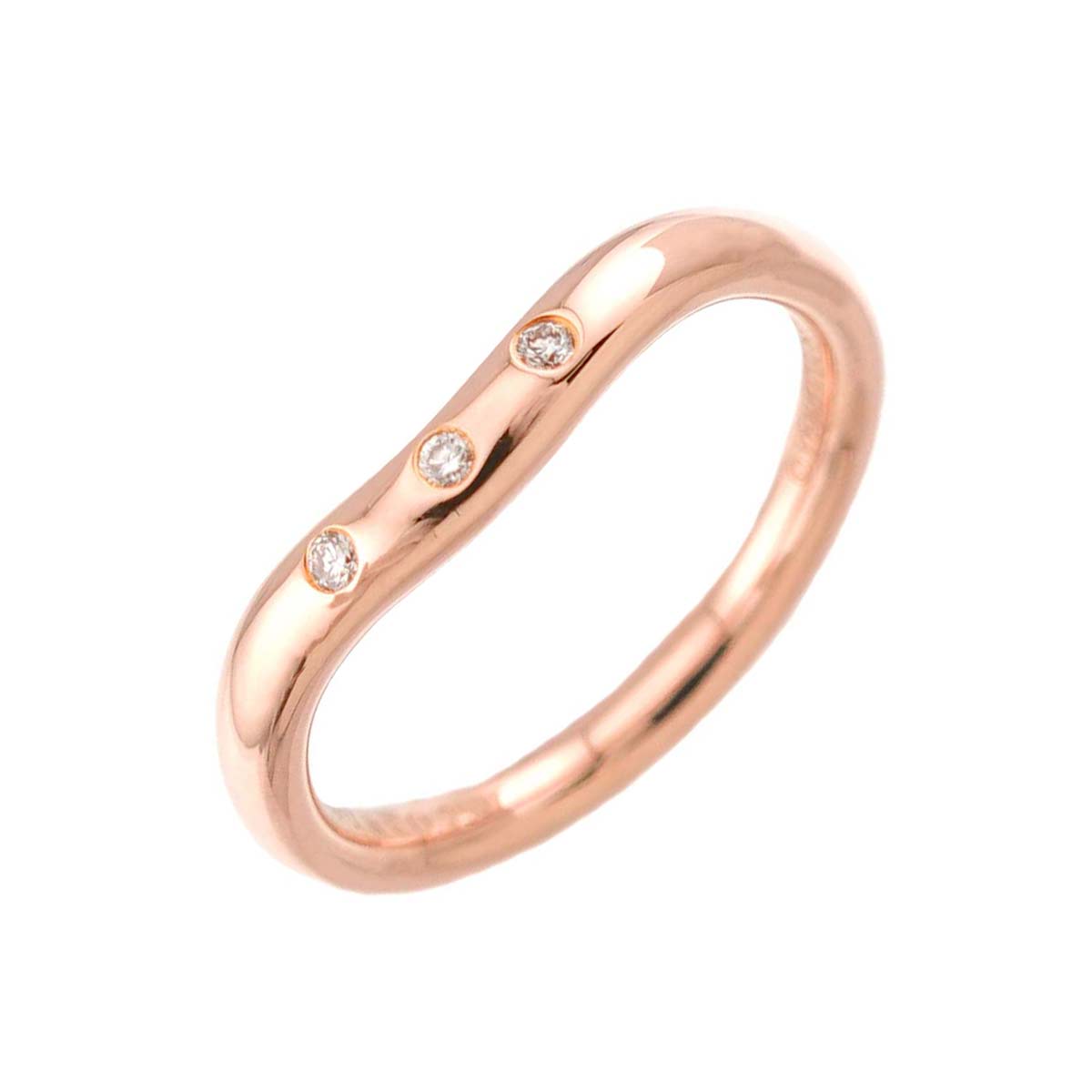 Curved Band Diamond Ring 18K PG 750 Size3.25(US)