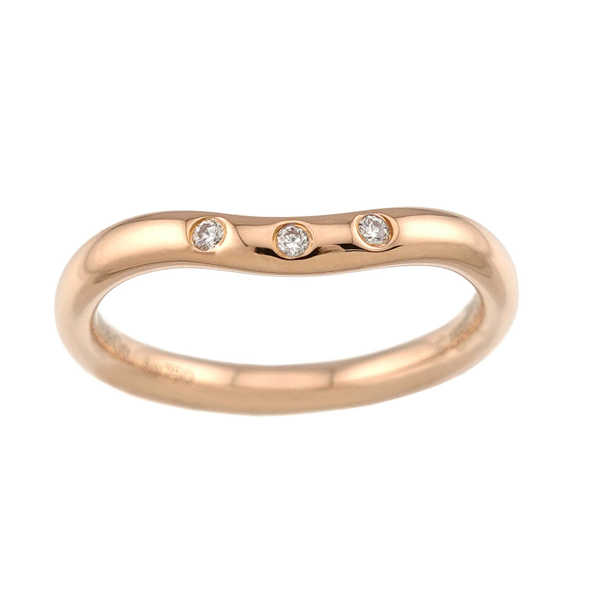 Curved Band Diamond Ring 18K PG 750 Size2.75-3(US)