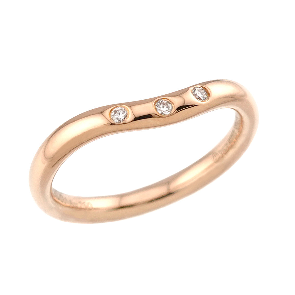 Curved Band Diamond Ring 18K PG 750 Size2.75-3(US)