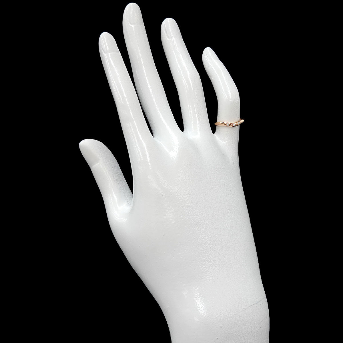 Curved Band Diamond Ring 18K PG 750 Size2.75-3(US)
