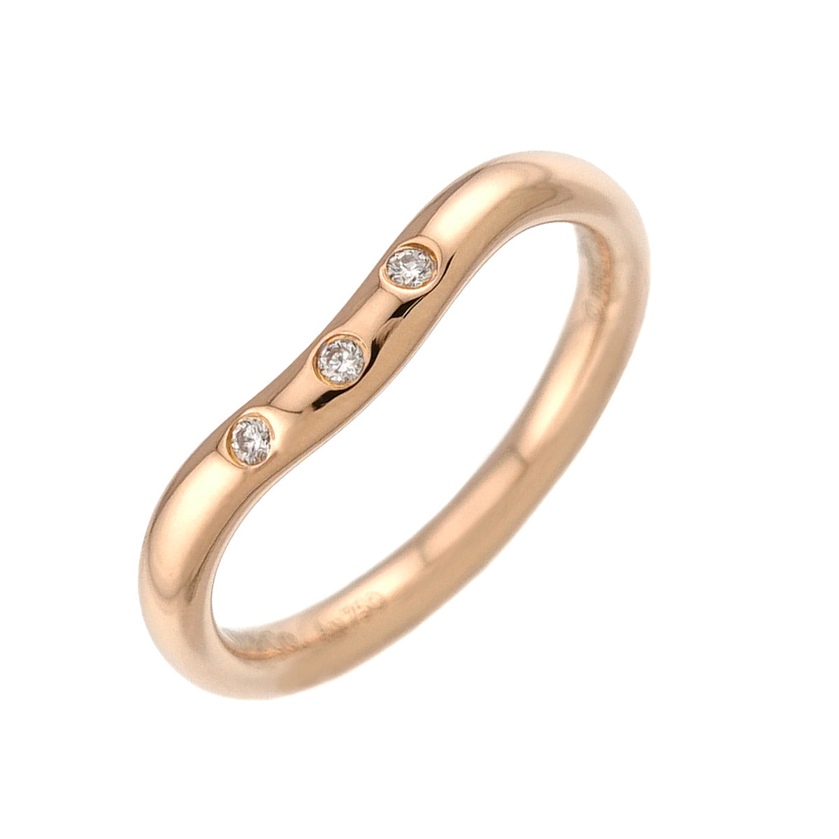Curved Band Diamond Ring 18K PG 750 Size2.75-3(US)