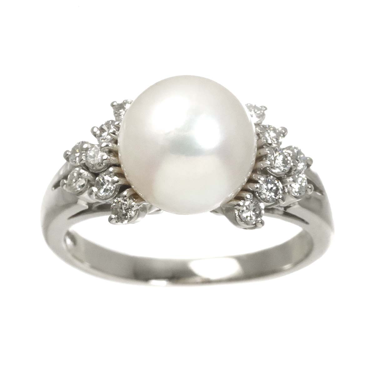South Sea pearl 9.1mm Diamond 0.32ct Ring Platinum size6(US)