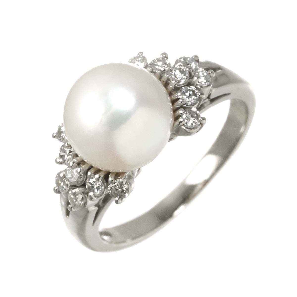 South Sea pearl 9.1mm Diamond 0.32ct Ring Platinum size6(US)