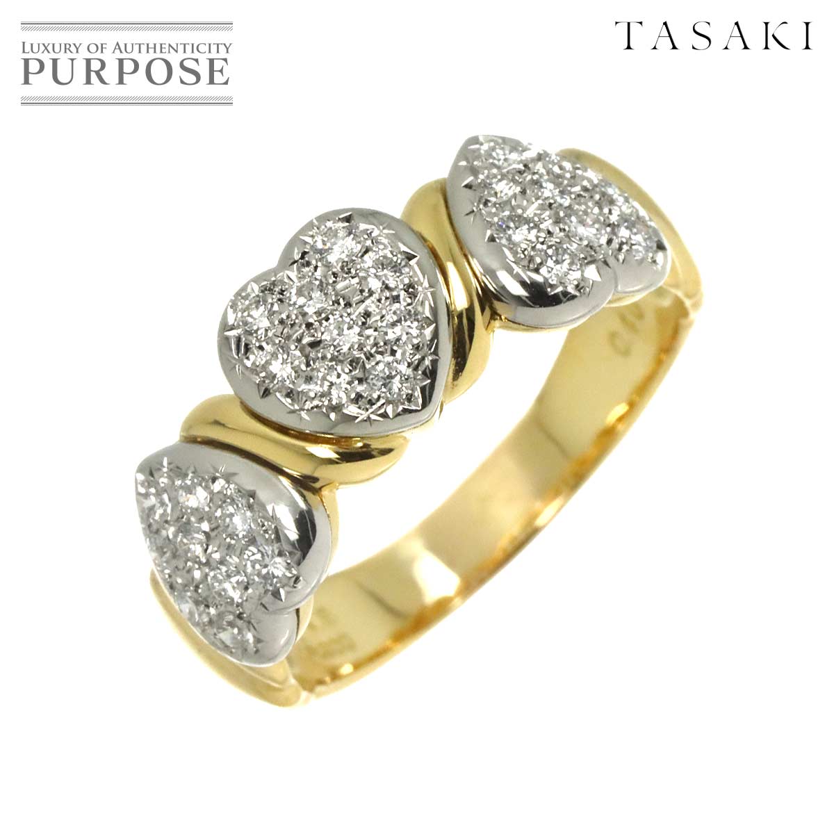 Diamond 0.40ct Ring 18K YG 750 PT Size7.5-7.75(US)