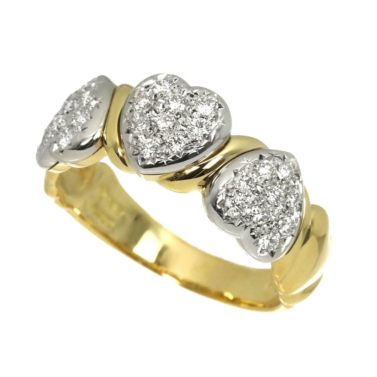Diamond 0.40ct Ring 18K YG 750 PT Size7.5-7.75(US)