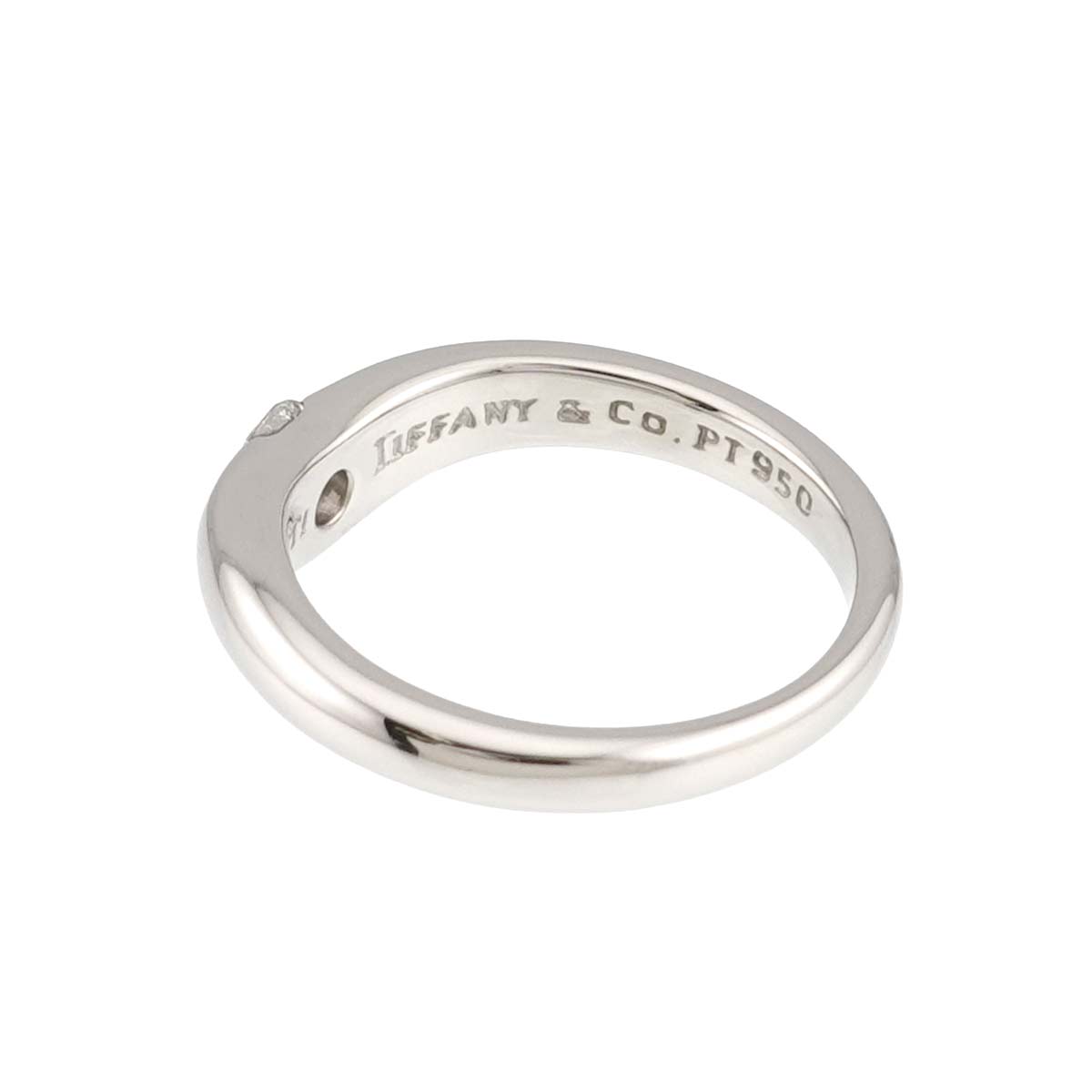 Wide Curved Band Diamond 1P Ring Pt Size5.25(US)