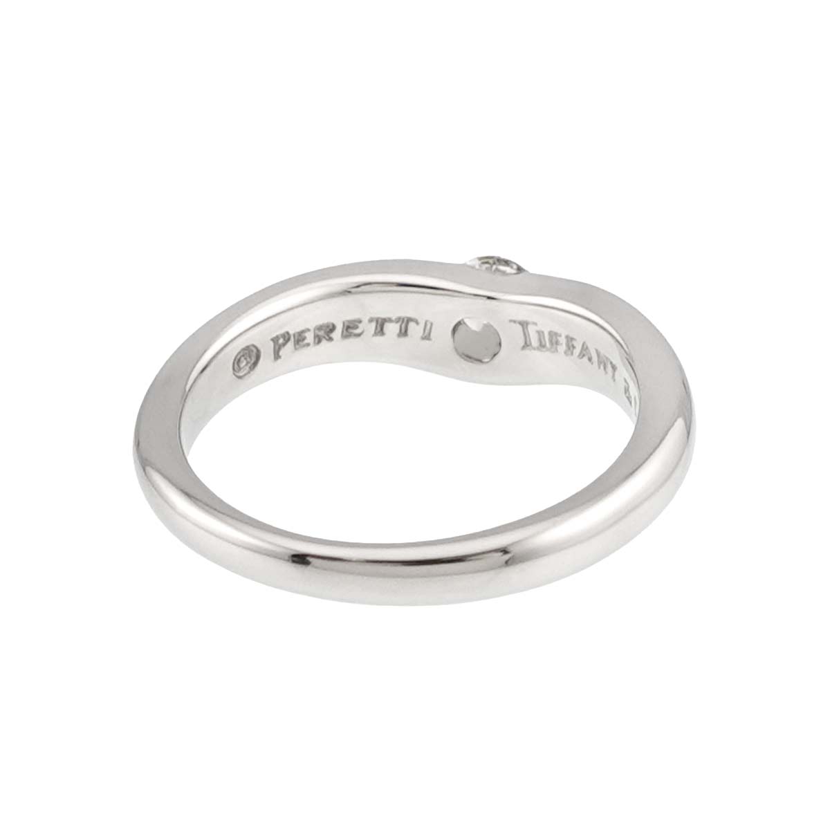 Wide Curved Band Diamond 1P Ring Pt Size5.25(US)