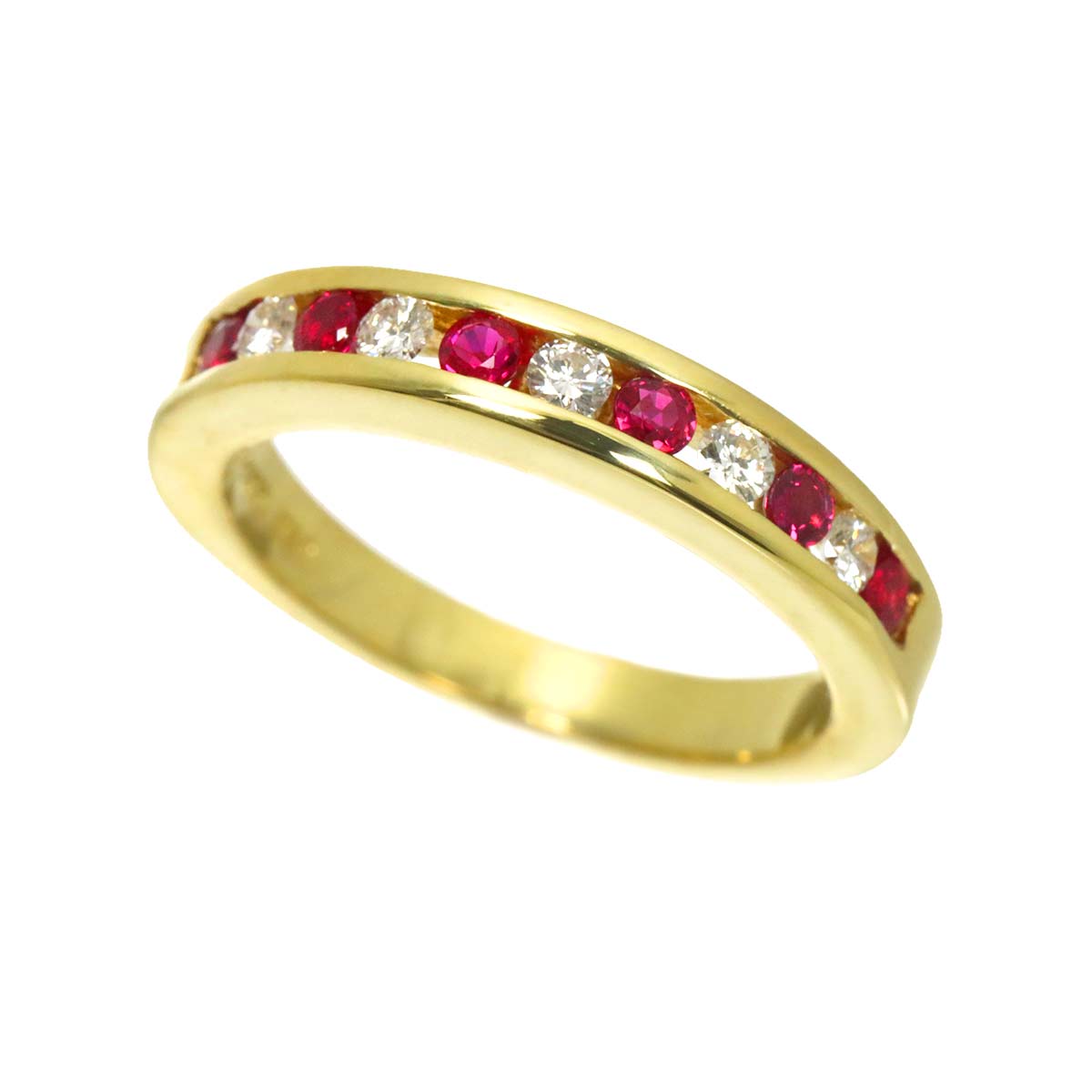 Half Ruby Ring 18K YG 750 size4.5(US)