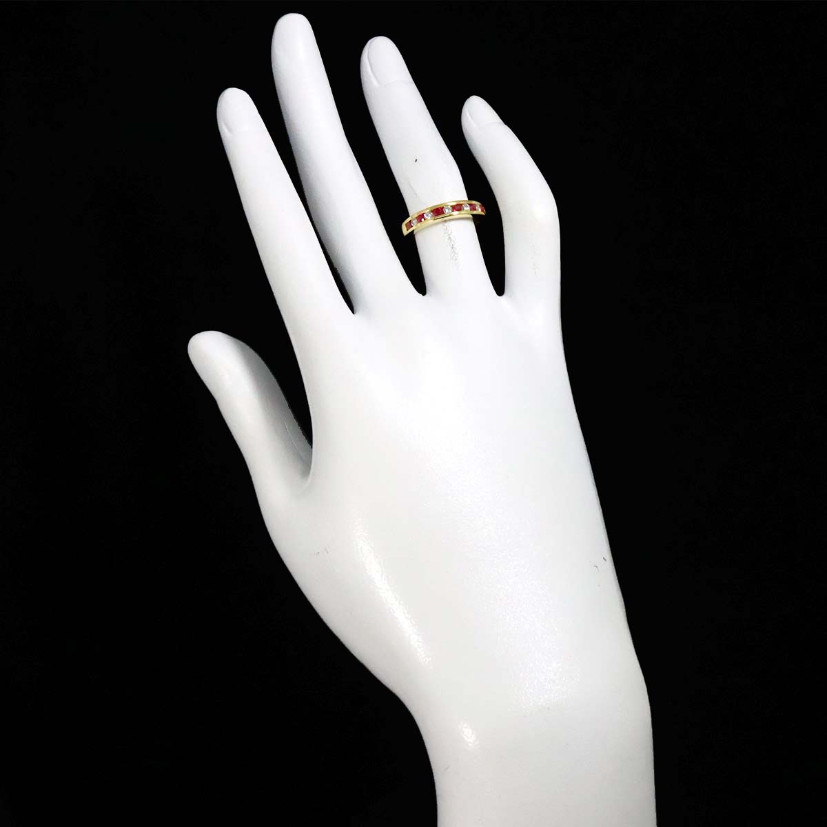 Half Ruby Ring 18K YG 750 size4.5(US)