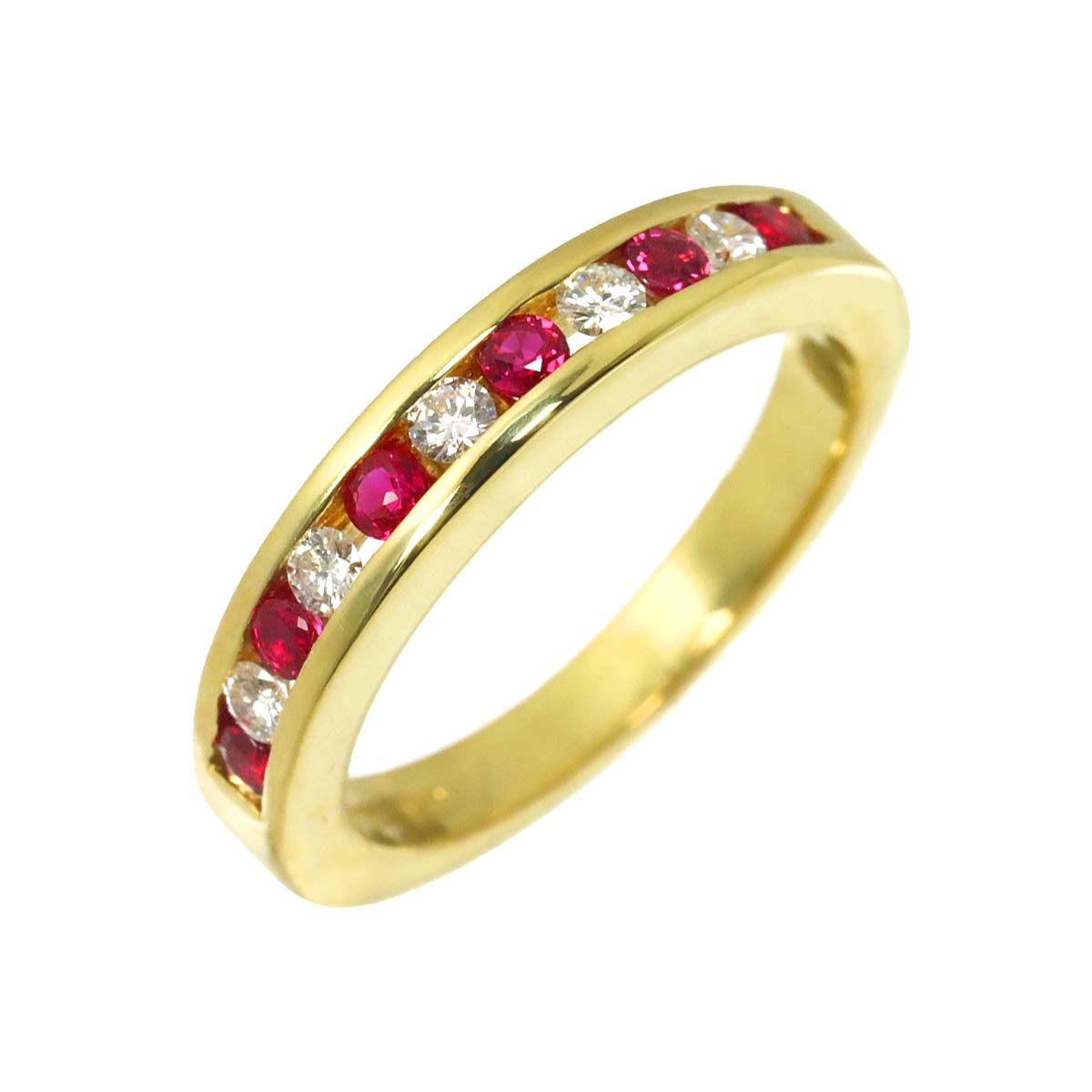 Half Ruby Ring 18K YG 750 size4.5(US)