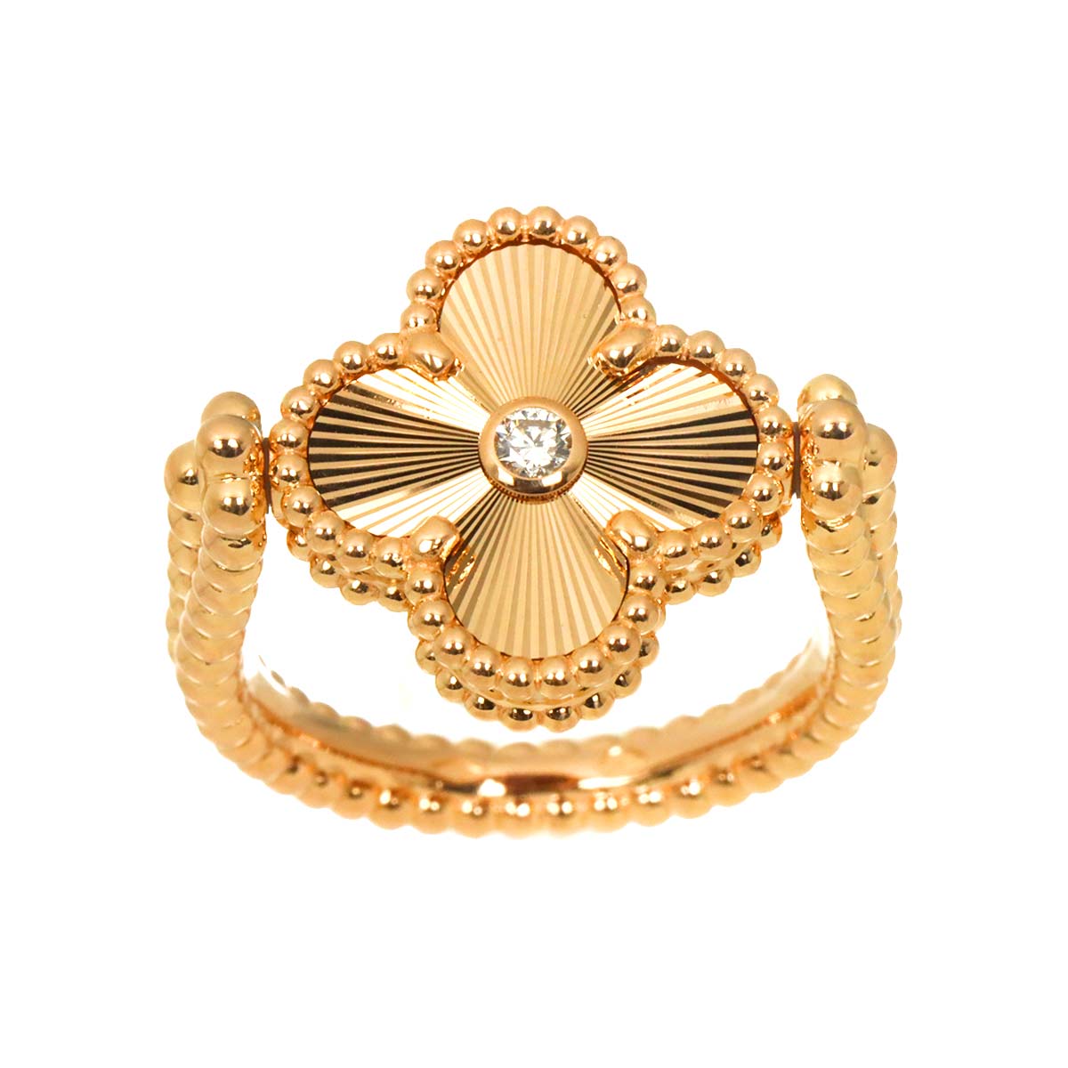 Vintage Alhambra Diamond Ring 18K PG size53 6.75US