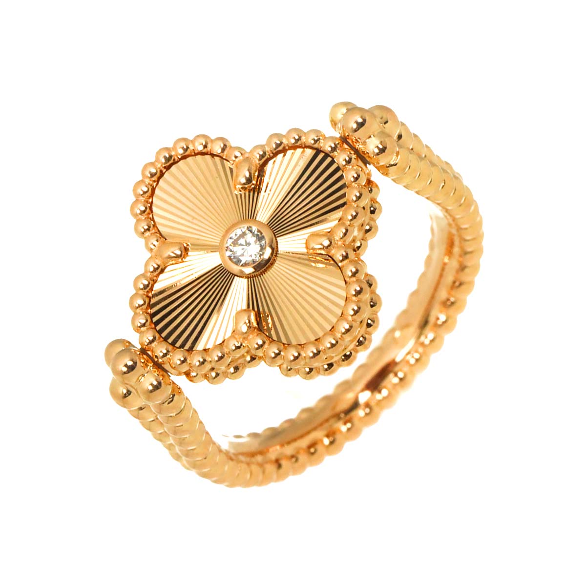 Vintage Alhambra Diamond Ring 18K PG size53 6.75US