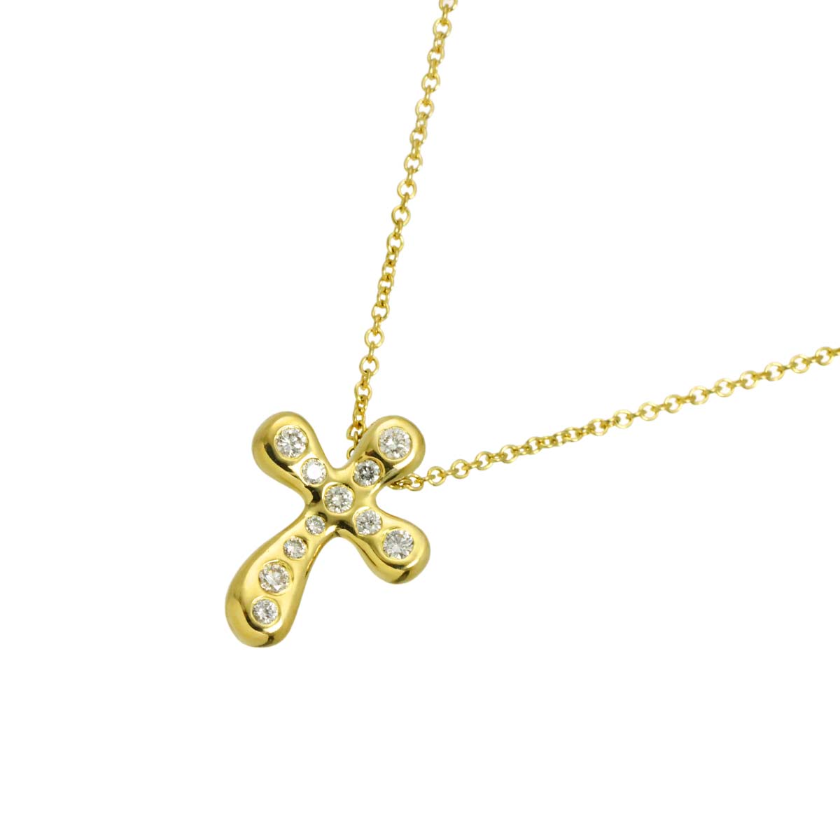 Dots Cross Diamond Necklace 18K YG 750