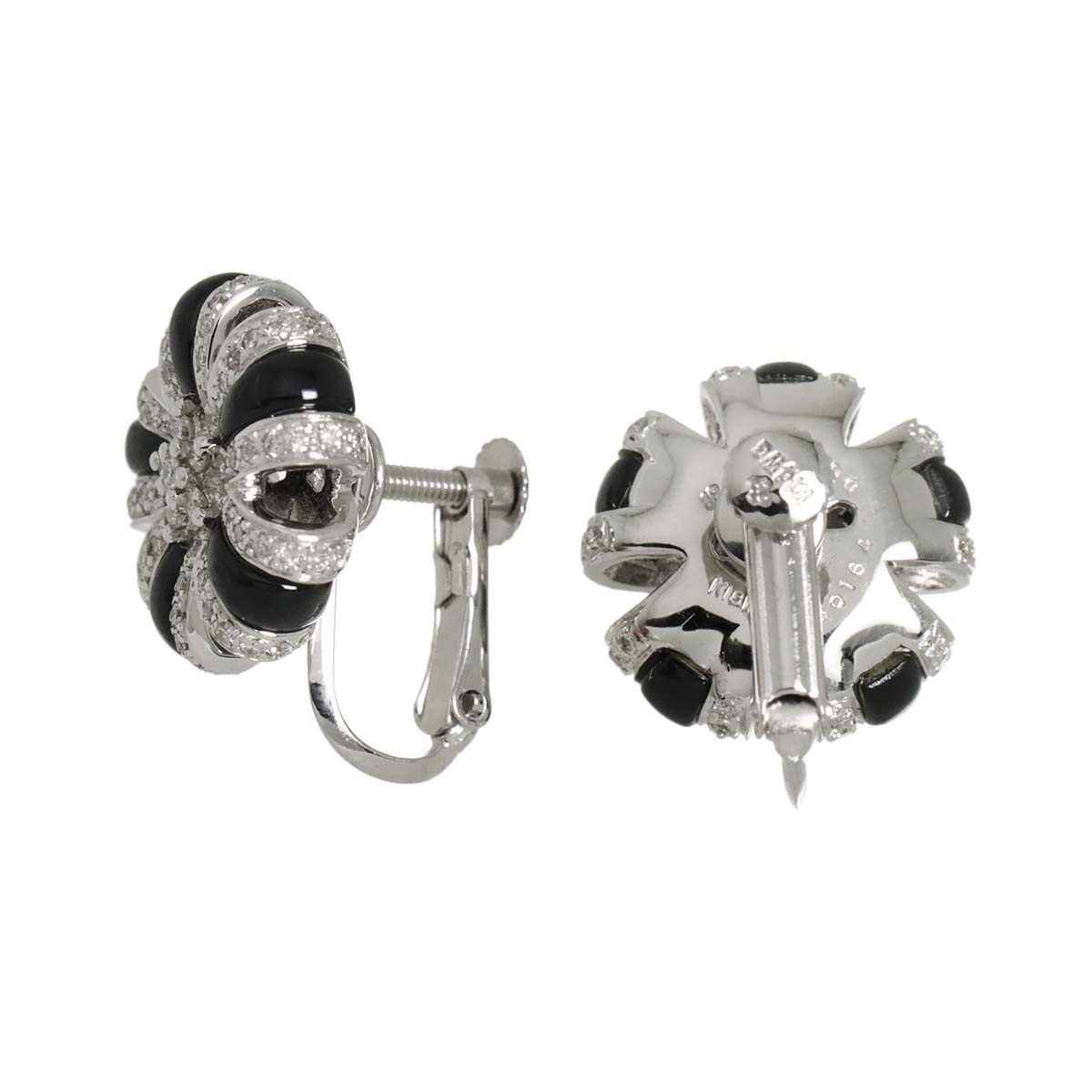 Diamond 0.32ct/0.32ct Earrings Clip on 18K 14K White Gold 750 585